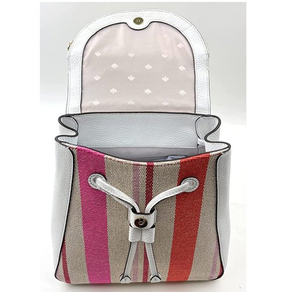 Kate Spade Leila Med Flap Stripe Canvas Backpack